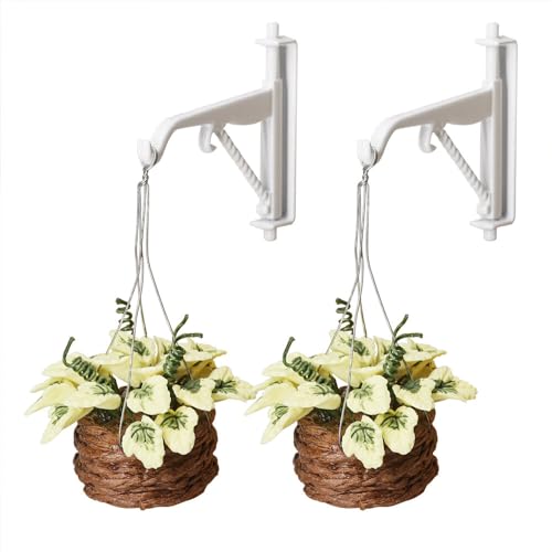 Odoria 1/12 Miniatur Puppenhaus Hängepflanze und Pflanzenhalterung Miniaturen Pflanzen Blumenampelhalter Wandhaken für Blumenampel Puppenstube Deko Zubehör, Hellgrün von Odoria