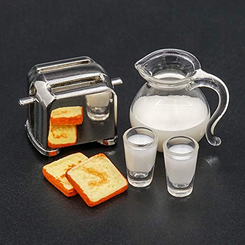 Odoria 1/12 Miniatur Toaster und Milch Essen und Trinken Puppenhaus Lebensmittel Zubehör von Odoria