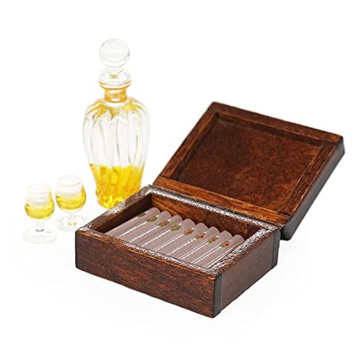 Odoria 1/12 Miniatur Zigarren Humidor mit Alkohol Flaschen Puppenhaus Zubehör von Odoria