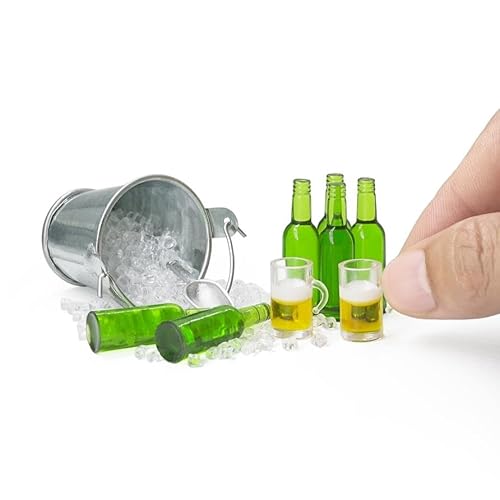 Odoria Puppenhaus Bierflaschen Trinken Miniatur: 1/12 Maßstab Bierkrug Gläser EIS Alkohol Oktoberfest Sommer Party Bar - Mini Wichtel Getränke für Bauernhof Küche Realistisch Stütze von Odoria