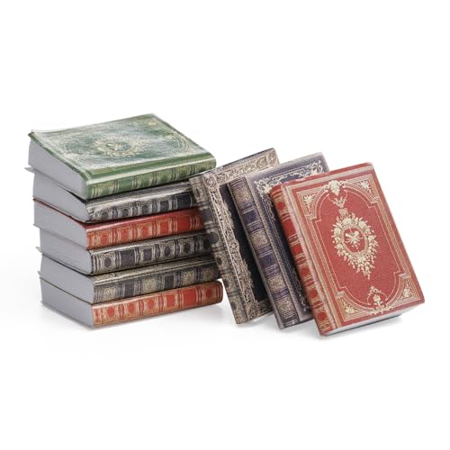 Odoria Puppenhaus Bücher Wichtel Miniatur: 9Stk 1/12 Maßstab Notizbuch Vintage für Bibliothek Büro Schule Viktorianisch - Mini Schulbedarf Arbeitszimmer Antik Retro Papier DIY von Odoria