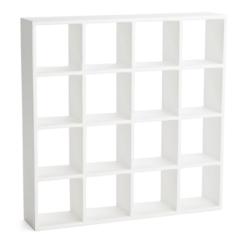 Odoria Puppenhaus Bücherregal Wichtel Regal: 1/12 Maßstab Miniatur Weiß Wandregal für Bücher Bibliothek Schule Büro - Mini Wand Möbel Unlackiert Holz für Modern Wohnzimmer von Odoria