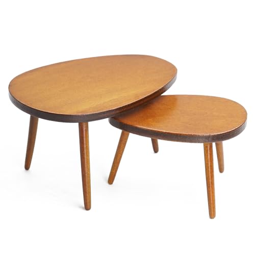 Odoria Puppenhaus Couchtisch Tisch Miniatur: 1/12 Maßstab Beistelltisch Braun für Wichtel Modern Wohnzimmer - Mini Mitteltisch Oval Möbel Holz von Odoria
