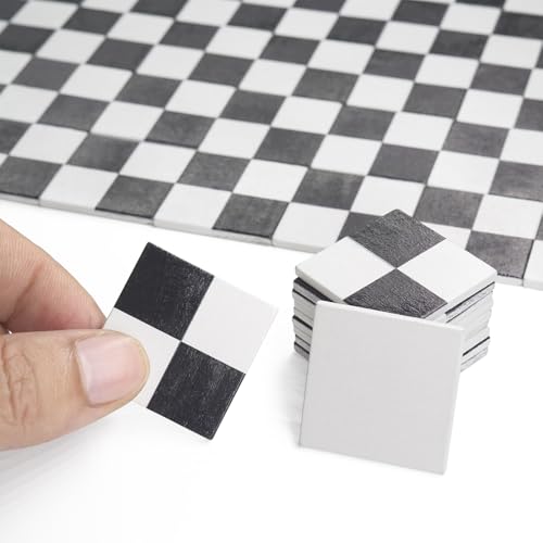 Odoria Puppenhaus Fußboden Fliesen Miniatur: 1/12 Maßstab Quadratisch Parkett Holz Diorama Raum Modern Schwarz Weiß Mosaik - Mini Bodenbelag Gebäude Bauteile Badezimmer Küche Handwerk DIY 27x27 cm² Odoria Puppenhaus Fußboden Fliesen Miniatur: 1/12 Maßstab Quadratisch Parkett Holz Diorama Raum Modern Schwarz Weiß Mosaik - Mini Bodenbelag Gebäude Bauteile Badezimmer Küche Handwerk DIY 27x27 cm² von Odoria