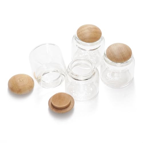 Odoria Puppenhaus Glasflaschen Küche Miniatur: 1/6 Maßstab Behälter Glas Leeres Restaurant - Mini Glasgefäß Gläschen mit Deckel Essen DIY Handwerk 4 Stück von Odoria