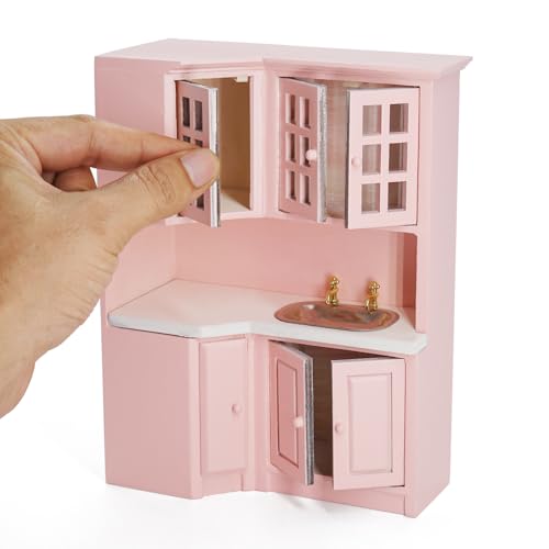 Odoria Puppenhaus Küche Schrank Miniatur: 1/12 Maßstab Küchenspüle Rosa für Wichtel Modern Restaurant - Mini Kochen Möbel mit Spülbecken Holz Odoria Puppenhaus Küche Schrank Miniatur: 1/12 Maßstab Küchenspüle Rosa für Wichtel Modern Restaurant - Mini Kochen Möbel mit Spülbecken Holz von Odoria