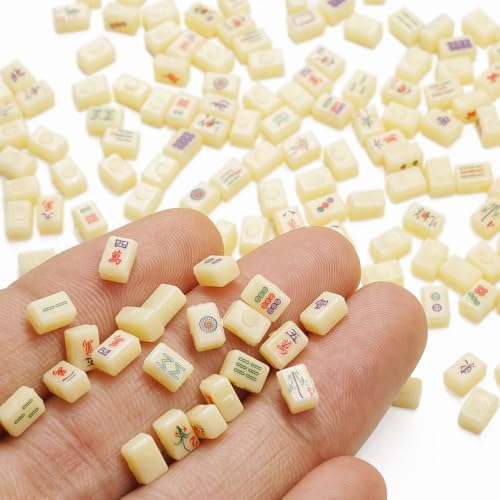 Odoria Puppenhaus Mahjong Set Miniatur: 1/12 Maßstab Majongsteine Spiel Traditionell Chinesisch - Mini Mahjong Spielset Lounge DIY Handwerk 180 Fliesen von Odoria
