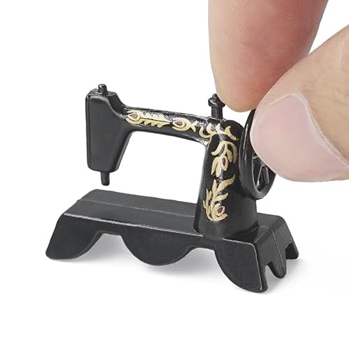 Odoria Puppenhaus Nähmaschine Nähzubehör Miniatur: 1/12 Maßstab Nähmaschine Schwarz für Nähzimmer Vintage - Mini Zubehör Retro von Odoria