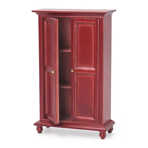 Odoria Puppenhaus Schrank Miniatur Kleiderschrank: 1/12 Maßstab Wandschrank für 15 cm Puppen Schlafzimmer Viktorianisch Vintage - Mini Garderobenschränke Antik Möbel Holz Rot Odoria Puppenhaus Schrank Miniatur Kleiderschrank: 1/12 Maßstab Wandschrank für 15 cm Puppen Schlafzimmer Viktorianisch Vintage - Mini Garderobenschränke Antik Möbel Holz Rot von Odoria