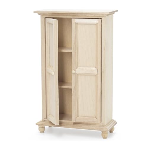Odoria Puppenhaus Schrank Miniatur Kleiderschrank: 1/12 Maßstab Wandschrank für 15 cm Puppen Schlafzimmer Viktorianisch Vintage - Mini Garderobenschränke Antik Möbel Holz Unlackiert von Odoria