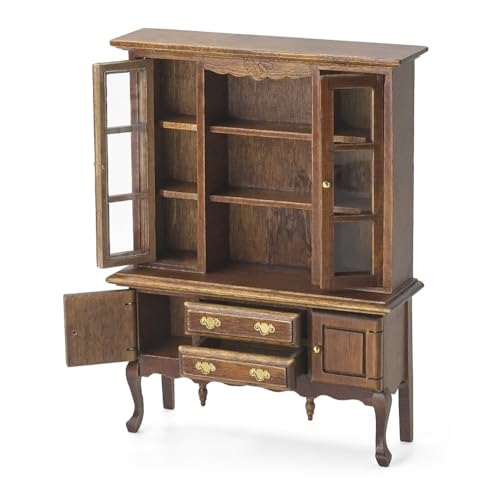 Odoria Puppenhaus Schrank Miniatur Küchenregal: 1/12 Maßstab Bücherregal Braun für Bibliothek Büro Vintage Landhaus - Mini Esszimmer Wohnzimmer Möbel Holz mit Schublade Antik Odoria Puppenhaus Schrank Miniatur Küchenregal: 1/12 Maßstab Bücherregal Braun für Bibliothek Büro Vintage Landhaus - Mini Esszimmer Wohnzimmer Möbel Holz mit Schublade Antik von Odoria