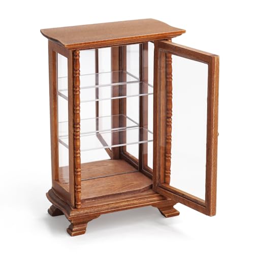 Odoria Puppenhaus Vitrine Vintage Miniatur: 1/12 Maßstab Schrank Kuriositätenkabinett für Wohnzimmer Antik Retro - Mini Holz Möbel Braun mit Spiegel Odoria Puppenhaus Vitrine Vintage Miniatur: 1/12 Maßstab Schrank Kuriositätenkabinett für Wohnzimmer Antik Retro - Mini Holz Möbel Braun mit Spiegel von Odoria
