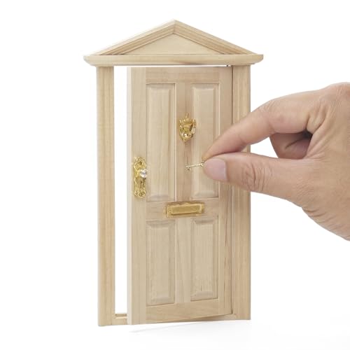 Odoria Wichtel Tür Puppenhaus Miniatur: 5Stk 1/12 Maßstab Holztür für Fee Garten Elf im Freien - Mini Gebäude Möbel Außenschlagtür Unlackiert - DIY Türklopfer Schloss mit Schlüssel, Spitz Zulaufend Odoria Wichtel Tür Puppenhaus Miniatur: 5Stk 1/12 Maßstab Holztür für Fee Garten Elf im Freien - Mini Gebäude Möbel Außenschlagtür Unlackiert - DIY Türklopfer Schloss mit Schlüssel, Spitz Zulaufend von Odoria
