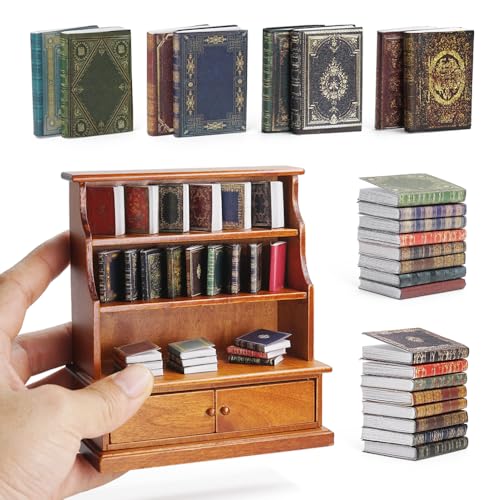 Odoria Wichtel Zubehör Miniatur Bücherregal: 49Stk 1/12 Maßstab Puppenhaus Buch Regal Vintage Für Schule Bibliothek Büro Viktorianisch - Mini Wohnzimmer Möbel Braun Holz Antik Retro DIY Odoria Wichtel Zubehör Miniatur Bücherregal: 49Stk 1/12 Maßstab Puppenhaus Buch Regal Vintage Für Schule Bibliothek Büro Viktorianisch - Mini Wohnzimmer Möbel Braun Holz Antik Retro DIY von Odoria