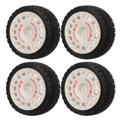 Odorkle RC-Autoreifen, 4 Stück, Hohe Verschleißfestigkeit, Starke Dämpfung, Gummi, RC-Autoreifen, 1/10 RC On Road-Reifen für und Andere 1/10 RC-Autos (White) von Odorkle