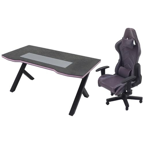 2pcs Dollhouse Accessoires, 1:12 Skala Miniaturmöbel Gaming Desk und Stuhl für Dollhouse -Szenenmodelldekorationen von Odoukey