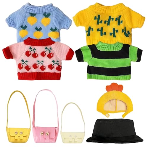 Odoukey 10 Zoll gefüllte Tierkleidung, 1 Set Plüsch Capybara Puppenkleidung und Accessoires umfassen 4 Pullover 2 Hüte und 3 Taschen für Mädchen/Jungen von Odoukey