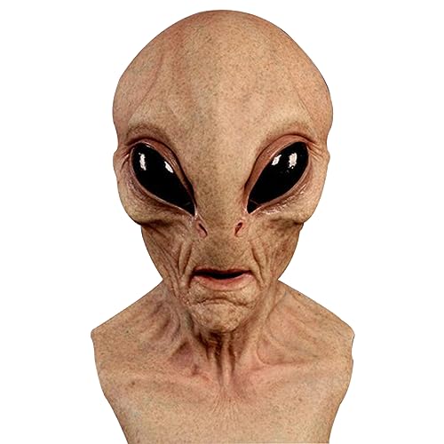 Odoukey Alien Maske Erwachsene Halloween Scary Full Head Realistic Greepy Prop Costume Cosplay Party Hautfarbe von Odoukey