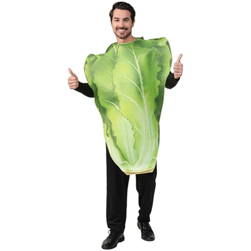 Odoukey Salat Lebensmittelkostüm Erwachsene, lustige Feste Halloween-Gemüsekostüm mit Gesichtseröffnung für Erntefestivals Food-Themen-Partys von Odoukey