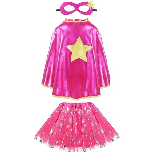 Odoukey Süße Umhangmädchen -Cape -Kleiders -Set mit Masken Ballettrock, Prinzessin Kostüme für Mädchen Geburtstagsfeier Dress Up von Odoukey