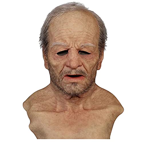 Oellinx Halloween Alter Mann Maske Realistische menschliche Gesichtsmaske Schreckliche Latexmaske Halloween Cosplay Kostüm Party Spiele Requisiten (C) von Oellinx