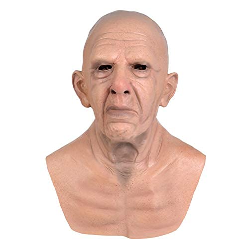 Oellinx Halloween Alter Mann Maske Realistische menschliche Gesichtsmaske Schreckliche Latexmaske Halloween Cosplay Kostüm Party Spiele Requisiten (G) von Oellinx