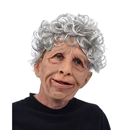Oellinx Halloween Alter Mann Maske Realistische menschliche Gesichtsmaske Schreckliche Latexmaske Halloween Cosplay Kostüm Party Spiele Requisiten (I) von Oellinx