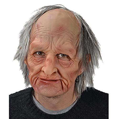 Oellinx Halloween Alter Mann Maske Realistische menschliche Gesichtsmaske Schreckliche Latexmaske Halloween Cosplay Kostüm Party Spiele Requisiten (J) von Oellinx