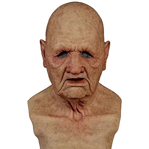 Oellinx Halloween Alter Mann Maske Realistische menschliche Gesichtsmaske Schreckliche Latexmaske Halloween Cosplay Kostüm Party Spiele Requisiten (K) von Oellinx