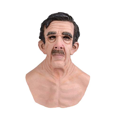 Oellinx Halloween Alter Mann Maske Realistische menschliche Gesichtsmaske Schreckliche Latexmaske Halloween Cosplay Kostüm Party Spiele Requisiten (L) von Oellinx