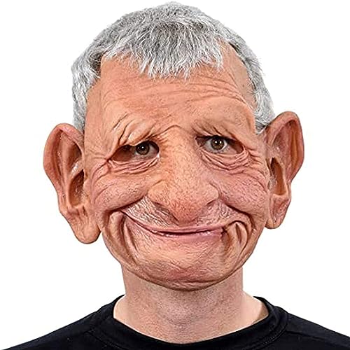 Oellinx Halloween Alter Mann Maske Realistische menschliche Gesichtsmaske Schreckliche Latexmaske Halloween Cosplay Kostüm Party Spiele Requisiten (M) von Oellinx