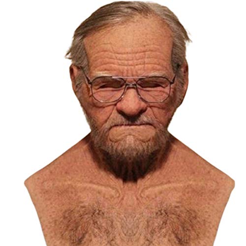 Oellinx Halloween Realistische Alte Mann Maske Falten Vollkopf Maske Alte Maske Kostüm Maske Halloween Maske Party Requisiten (E) von Oellinx
