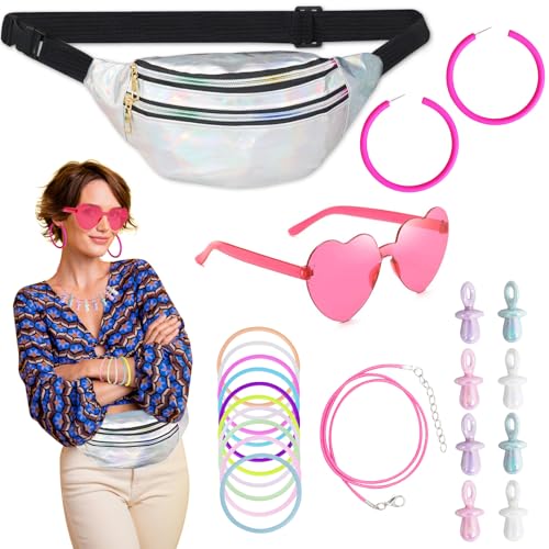 23 Stück 90er Jahre Accessoires, 80 Jahre Kostüm Zubehör für Damen mit Bauchtasche Damen Herzbrille Rosa Ohrringe Armband DIY-Halskette, 80er Jahre Kleidung Damen Set für Karneval Neon Party(Silbrig) 23 Stück 90er Jahre Accessoires, 80 Jahre Kostüm Zubehör für Damen mit Bauchtasche Damen Herzbrille Rosa Ohrringe Armband DIY-Halskette, 80er Jahre Kleidung Damen Set für Karneval Neon Party(Silbrig) von Oerphh