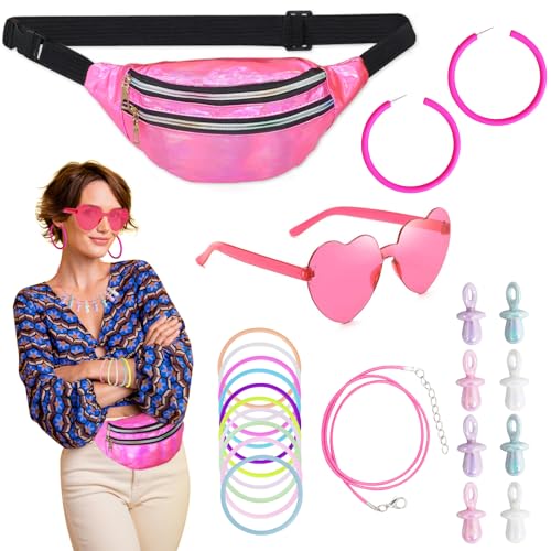 23 Stück 90er Jahre Accessoires, 80 Jahre Kostüm Zubehör für Damen mit Bauchtasche Damen Herzbrille Rosa Ohrringe Armband DIY-Halskette, 80er Jahre Kleidung Damen Set für Karneval Neon Party (Rosa) 23 Stück 90er Jahre Accessoires, 80 Jahre Kostüm Zubehör für Damen mit Bauchtasche Damen Herzbrille Rosa Ohrringe Armband DIY-Halskette, 80er Jahre Kleidung Damen Set für Karneval Neon Party (Rosa) von Oerphh