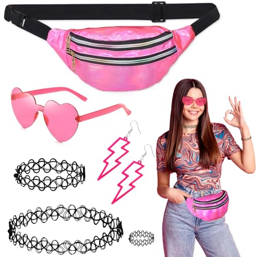 6 Stück 80er Jahre Accessoires Outfit Damen,80er 90er Jahre Kostüm Kleidung Accessoires mit Bauchtasche,Brillen,Halskette,Armbänder,Ohrring,Ring,Neon 80 Jahre Party Outfit Damen fur Karneval (Rosa) 6 Stück 80er Jahre Accessoires Outfit Damen,80er 90er Jahre Kostüm Kleidung Accessoires mit Bauchtasche,Brillen,Halskette,Armbänder,Ohrring,Ring,Neon 80 Jahre Party Outfit Damen fur Karneval (Rosa) von Oerphh