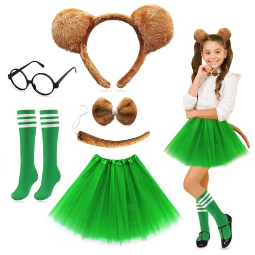 7-teiliges Streifenhörnchen-Kostüm-Set für Kinder, Streifenhörnchen-Kostüm-Set mit Streifenhörnchen-Stirnbändern, Schwanz, Fliege, Brille, Tutu-Rock, Socken, Streifenhörnchen-Kostüme für den Welttag 7-teiliges Streifenhörnchen-Kostüm-Set für Kinder, Streifenhörnchen-Kostüm-Set mit Streifenhörnchen-Stirnbändern, Schwanz, Fliege, Brille, Tutu-Rock, Socken, Streifenhörnchen-Kostüme für den Welttag von Oerphh