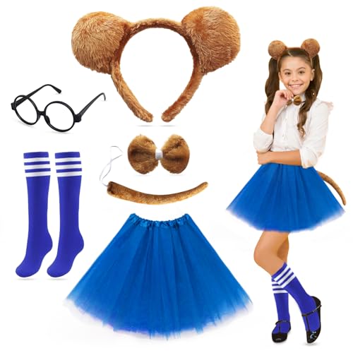 Streifenhörnchen-Kostüm-Set für Kinder, Streifenhörnchen-Kostüm, Set mit Streifenhörnchen-Stirnbändern, Schwanz, Fliege, Brille, Tutu-Rock, Socken, Streifenhörnchen-Kostüme für den Welttag des Buches, Streifenhörnchen-Kostüm-Set für Kinder, Streifenhörnchen-Kostüm, Set mit Streifenhörnchen-Stirnbändern, Schwanz, Fliege, Brille, Tutu-Rock, Socken, Streifenhörnchen-Kostüme für den Welttag des Buches, von Oerphh