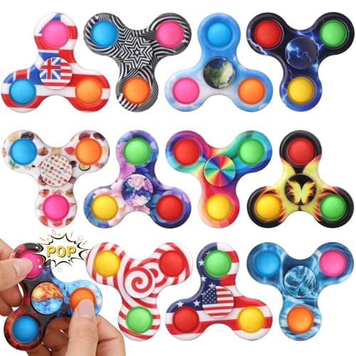 12er-Pack Fidget Spinner Bulk Metal Tri-Spinner Fidget Spielzeug-Set Handspinner EDC, Ostereierfüller, Geschenk, Partygeschenke(Style 1) von Oeudire