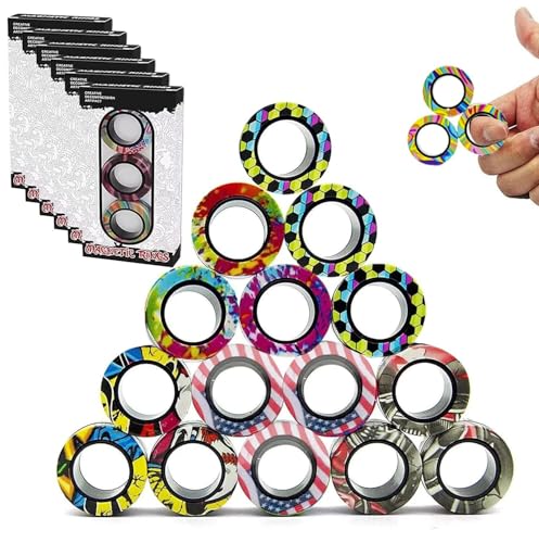 18-teiliges Magnetring-Zappelspielzeug-Spinner-Set, Osterkorbfüller, Fingerringe, endlose Stunden voller Spaß, ADHS-Stressabbau, Zappelspinner(18 Pcs) von Oeudire