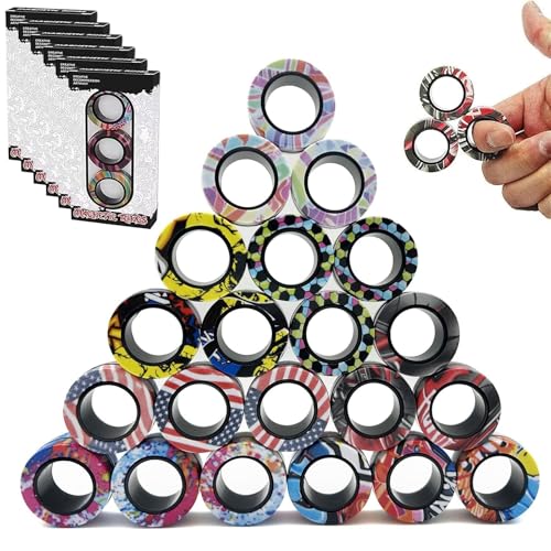 18-teiliges Magnetring-Zappelspielzeug-Spinner-Set, Osterkorbfüller, Fingerringe, endlose Stunden voller Spaß, ADHS-Stressabbau, Zappelspinner(24 Pcs) von Oeudire