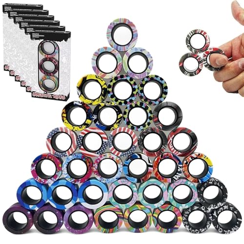 18-teiliges Magnetring-Zappelspielzeug-Spinner-Set, Osterkorbfüller, Fingerringe, endlose Stunden voller Spaß, ADHS-Stressabbau, Zappelspinner(36 Pcs) von Oeudire