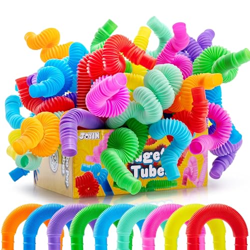 36er-Pack Pop Tubes, sensorisches Spielzeug (klein), Zappelspielzeug, Partygeschenke – 9 Farben, Kreativität, Lernen und Spaß for Kleinkinder – perfekt for Partys, als Geschenktütenfüllung, als Belohn von Oeudire