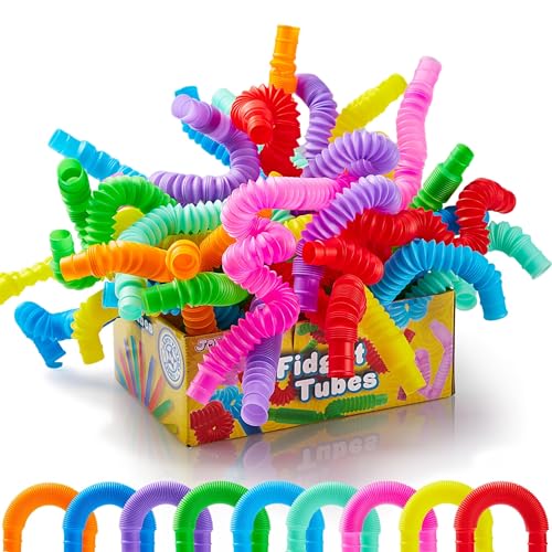36er-Pack Pop Tubes, sensorisches Spielzeug (klein), Zappelspielzeug, Partygeschenke – 9 Farben, Kreativität, Lernen und Spaß for Kleinkinder – perfekt for Partys, als Geschenktütenfüllung, als Belohn von Oeudire