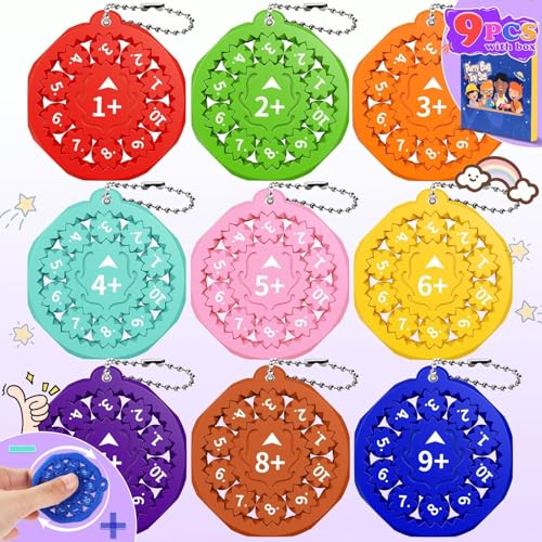 9 Stück Mathe-Fidget-Spinner, interaktive Mathe-Spiele, Fidget-Spielzeug for Kinder, Mathe-Fakten zur Früherziehung, Fidget-Spinner-Spiele for Stressabbau(Addition+Subtraction) von Oeudire