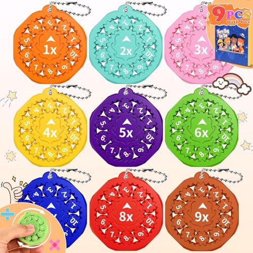 9 Stück Mathe-Fidget-Spinner, interaktive Mathe-Spiele, Fidget-Spielzeug for Kinder, Mathe-Fakten zur Früherziehung, Fidget-Spinner-Spiele for Stressabbau(Multiplicative+Division) von Oeudire