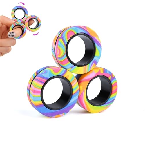 9-teiliges Zappelspielzeug-Set mit magnetischen Ringen, magnetisches Zappelspielzeug for Erwachsene gegen ADHS-Angst, Zappel-Spinner-Ringe zur Linderung, Geschenke for ab 8 Jahren alte Teenager, Oster von Oeudire