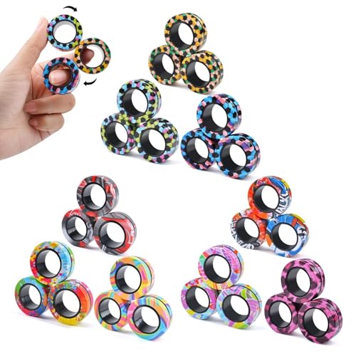 9-teiliges Zappelspielzeug-Set mit magnetischen Ringen, magnetisches Zappelspielzeug for Erwachsene gegen ADHS-Angst, Zappel-Spinner-Ringe zur Linderung, Geschenke for ab 8 Jahren alte Teenager, Oster von Oeudire