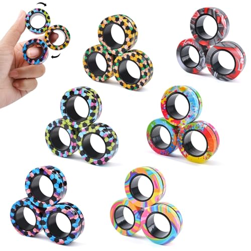 9-teiliges Zappelspielzeug-Set mit magnetischen Ringen, magnetisches Zappelspielzeug for Erwachsene gegen ADHS-Angst, Zappel-Spinner-Ringe zur Linderung, Geschenke for ab 8 Jahren alte Teenager, Oster von Oeudire