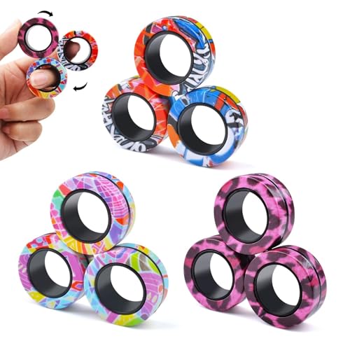 9-teiliges Zappelspielzeug-Set mit magnetischen Ringen, magnetisches Zappelspielzeug for Erwachsene gegen ADHS-Angst, Zappel-Spinner-Ringe zur Linderung, Geschenke for ab 8 Jahren alte Teenager, Oster 9-teiliges Zappelspielzeug-Set mit magnetischen Ringen, magnetisches Zappelspielzeug for Erwachsene gegen ADHS-Angst, Zappel-Spinner-Ringe zur Linderung, Geschenke for ab 8 Jahren alte Teenager, Oster von Oeudire