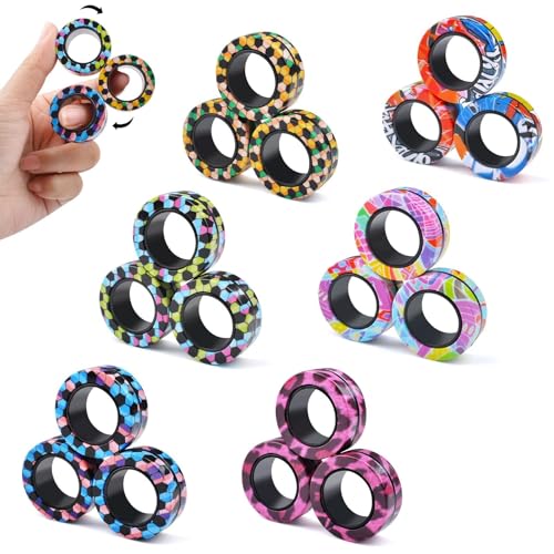 9-teiliges Zappelspielzeug-Set mit magnetischen Ringen, magnetisches Zappelspielzeug for Erwachsene gegen ADHS-Angst, Zappel-Spinner-Ringe zur Linderung, Geschenke for ab 8 Jahren alte Teenager, Oster von Oeudire